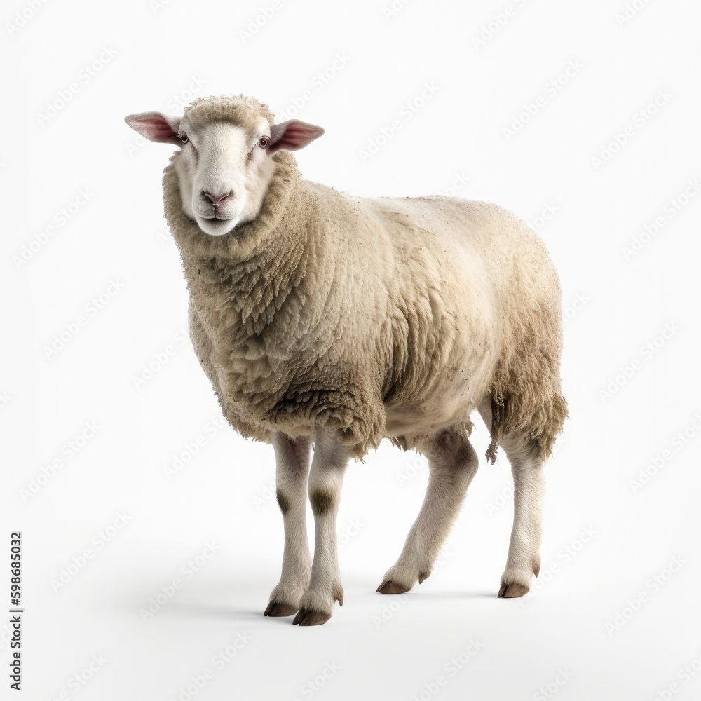 Wall mural sheep in a white background