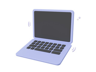 3d cartoon design illustration of minimal laptop with empty screen mockup.