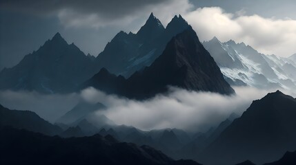 mountains in the morning, generative ai