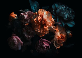 Elegant Bright Floral Blossom Plant Flower Digital Generated Illustration Artwork Template	

