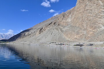 Peaceful Scenery of Karakoram Range and Attabad Lake in Northern Pakistan