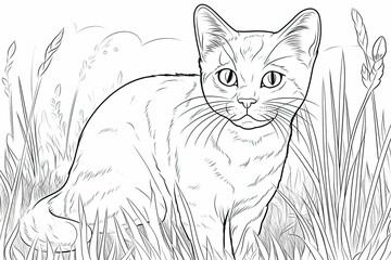 Fototapeta premium Coloring Page cat. Coloring book for kids. Ai generative