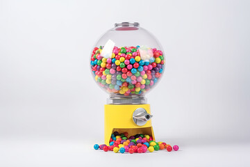 Candy dispenser, Gum ball machine, Vending machine isolated on white background. Ai generative