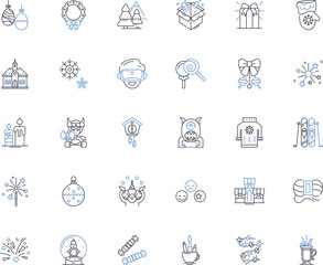 Contented beings line icons collection. Serene, Happy, Calm, Joyful, Satisfied, Grateful, Fulfilled vector and linear illustration. Peaceful,Blissful,Harmonious outline signs set Generative AI
