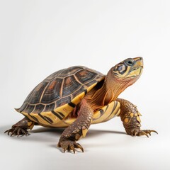 a turtle in a white background