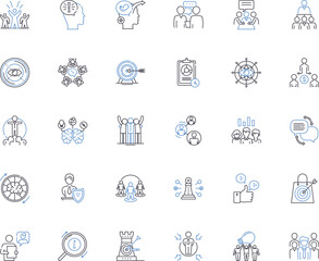 Control center line icons collection. Command, Central, Authority, Power hub, Management, Dominance, Monitor vector and linear illustration. Organization,System,Supervisor outline signs Generative AI