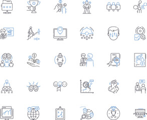 Fototapeta premium Company growth line icons collection. Expansion, Scale, Advancement, Progress, Success, Development, Flourishing vector and linear illustration. Prosperity,Evolution,Momentum outline Generative AI