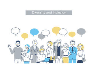 ダイバーシティ・多様性のイメージ　集合　上半身