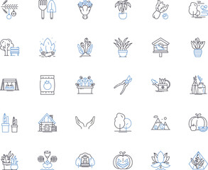 Obraz premium Cultivation line icons collection. Agriculture, Farming, Horticulture, Gardening, Composting, Irrigation, Fertilization vector and linear illustration. Pest control,Soil health,Land Generative AI