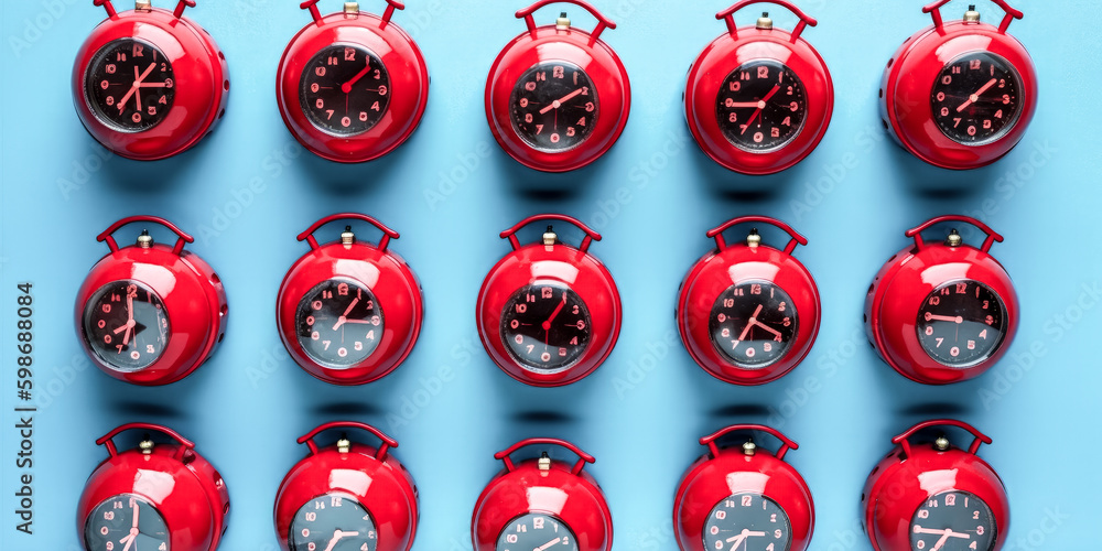 Aufkleber a creative pattern made of red alarm clock was viewed - generative ai.