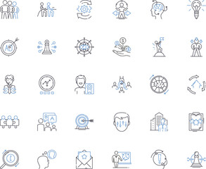 Company development line icons collection. Growth, Expansion, Innovation, Progress, Advancement, Transformation, Optimization vector and linear illustration. Generative AI