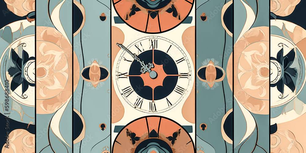 Poster the abstract pattern concept of a clock was printed for educational purposes - generative ai