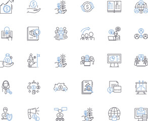 Cash line icons collection. Currency, My, Finance, Wealth, Capital, Assets, Credit vector and linear illustration. Debt,Investment,Income outline signs set Generative AI