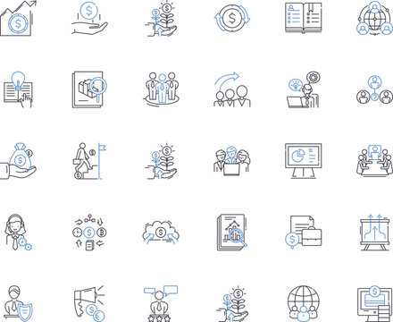 Cash line icons collection. Currency, My, Finance, Wealth, Capital, Assets, Credit vector and linear illustration. Debt,Investment,Income outline signs set Generative AI