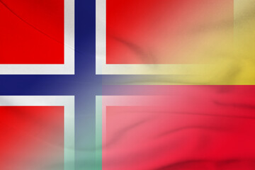 Obraz premium Norway and Benin political flag transborder contract BEN NOR