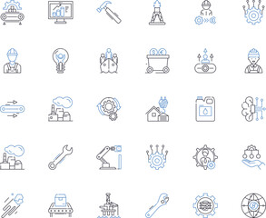 Business trade line icons collection. Commerce, Import, Export, Wholesale, Retail, Distribution, Logistics vector and linear illustration. Partnership,Negotiation,Contract outline signs Generative AI