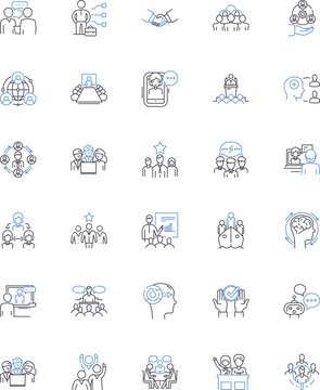 Communication skills line icons collection. Expressiveness, Articulation, Eloquence, Clarity, Precision, Fluency, Persuasiveness vector and linear illustration. Generative AI