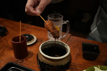 Japanese Food, Kushikatsu or Kushiage, Deep Fried Skewer, Famous Food in Osaka - 日本料理 大阪 串カツ