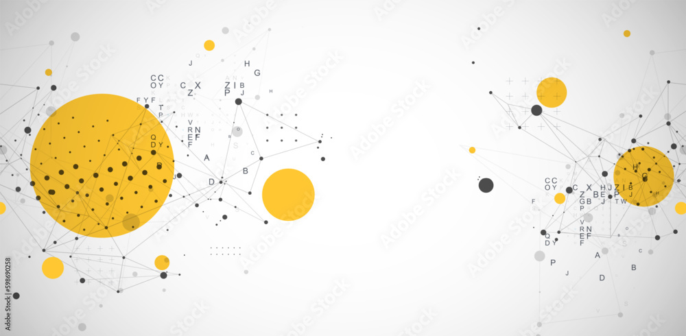 Wall mural template for science and technology presentation. plexus style background.