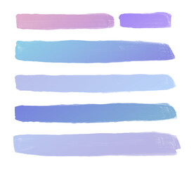 collection of dreamy paint brush strokes on transparent background, isolated, extracted, png file