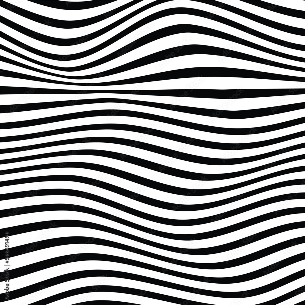 Poster abstract geometric seamless black horizontal wave line pattern.