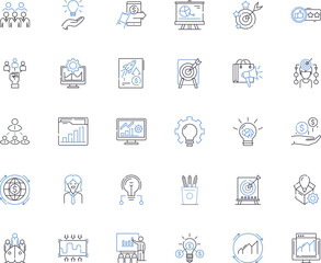 Fototapeta na wymiar Accounting principles line icons collection. Accuracy, Balance, Consistency, Debit, Equity, Financial, Gaap vector and linear illustration. Hsty,Integrity,Journal outline signs set Generative AI