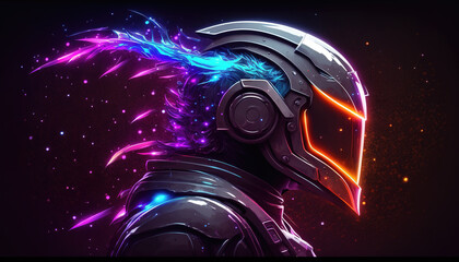 Obraz premium an epic colorful and fantasy inspired helmet in scifi theme, generative ai technology