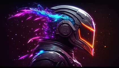 Foto op Canvas an epic colorful and fantasy inspired helmet in scifi theme, generative ai technology © Sternfahrer