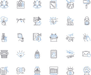 Fototapeta premium Artistic hobby line icons collection. Painting, Sculpting, Drawing, Sketching, Pottery, Calligraphy, Sewing vector and linear illustration. Knitting,Crocheting,Embroidery outline signs Generative AI