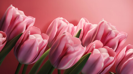 Pink tulips background created, Bright color. Generative Ai