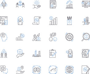 Appraisal and inspection line icons collection. Assessment, Evaluation, Measurement, Analysis, Verification, Examination, Review vector and linear illustration. Audit,Survey,Checkup Generative AI