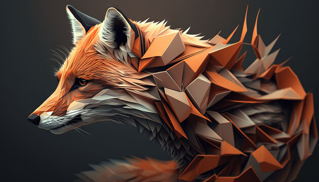 Fox abstract wallpaper. Contrast background animal in vivid colors generative ai