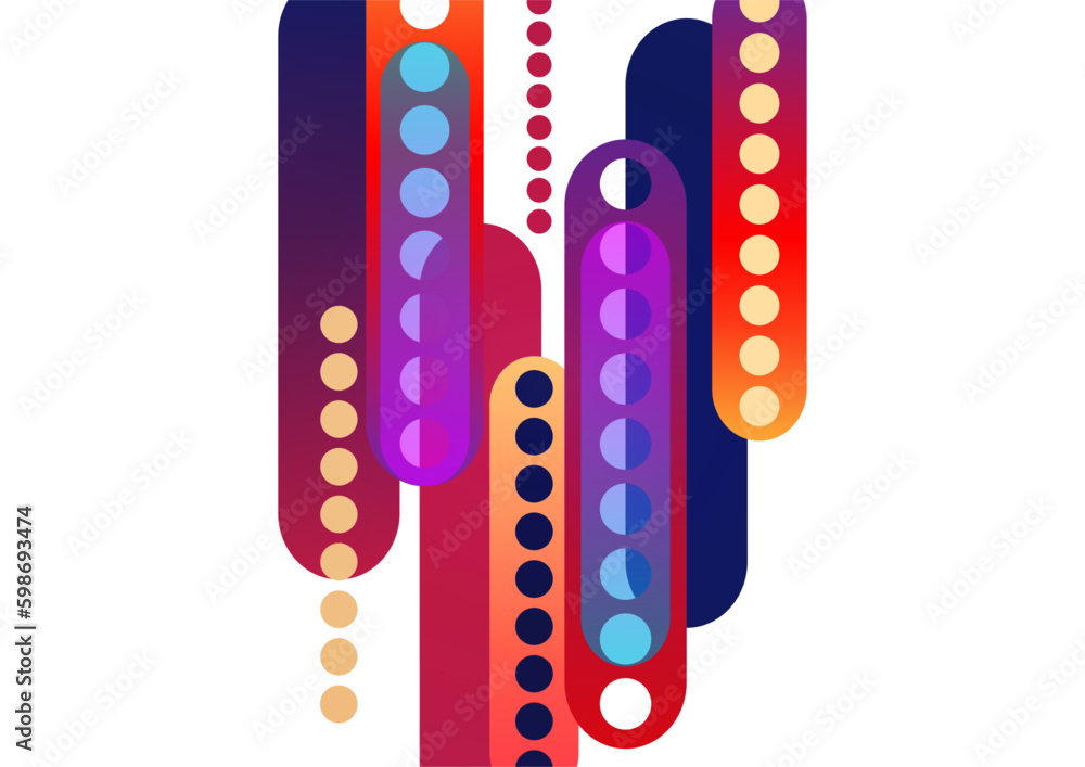Poster abstract geometric colorful background with circles, rounded rectangles. graphic pattern of simple s