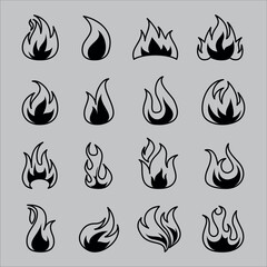 A set of fire vectors. Various fire icons in a modern flat style.