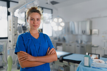 Portrait of young nurse in surgical department.