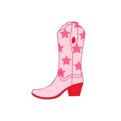 Retro Cowgirl boot. Cowboy western and wild west theme. Hand drawn vector.