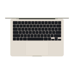 Modern Laptop, Top View, Isolated on White Background. Flat Vector Illustration