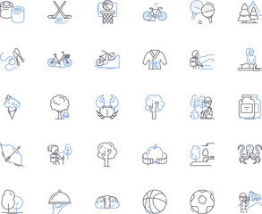 Wholesome living line icons collection. Nutritious, Balanced, Active, Sustainable, Mindful, Nourishing, Healthful vector and linear illustration. Clean,Restful,Joyful outline signs set Generative AI