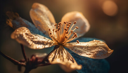 Soft focus on fresh wildflower in forest environment generated by AI