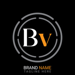 Bv Letter simple logo design vector.