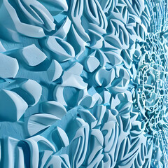 Beautifully Textured 3D Wall Art with an Artistic Flair in Soothing Blue and White. Generative AI