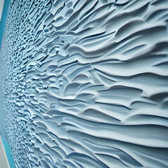 Enchanting 3D Wall Art in Light Blue and White Tones with Intricate Texture. Generative AI