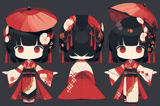 Generative ai. Kokeshi doll isolated on white background