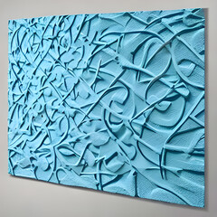 Contemporary Textured 3D Wall Art in Light Blue and White Tones with an Artistic Touch. Generative AI