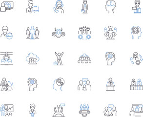 Representative line icons collection. Diplomatic, Polite, Charismatic, Professional, Experienced, Persuasive, Articulate vector and linear illustration. Assertive,Trusrthy,Insightful Generative AI