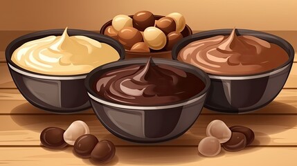 Chocolatey Delight: Delicious Hazelnut Spread from Creamy Cocoa Bowl Sauce - A Nutty Tasty Dessert Ingredient: Generative AI