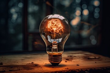 Creativity Sparks When Brain & Technology Illuminate - Brain In a Light Bulb Sends Out Mind Flashes: Generative AI