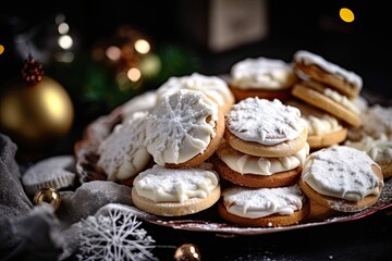 Naklejka na ściany i meble Deliciously Decorated Christmas Pastries - No.09: Sweet Comfort for the Holidays: Generative AI
