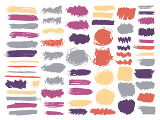 Oil sketch daub mega set. Freehand inkblot streak retro shapes. Inkblot stain web banner stamp batch.