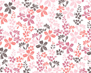 Wild meadow forget-me-not flowers seamless ornament vector illustration.